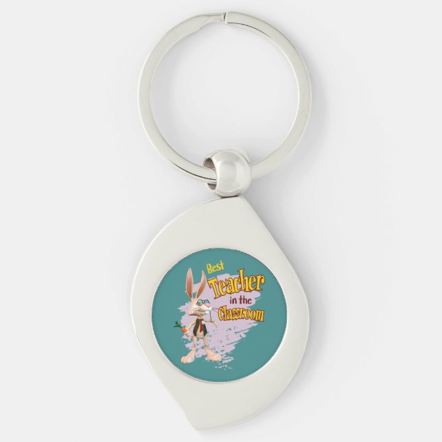 Funny Rabbit Best Teacher in the Classroom Key Ring (Front)