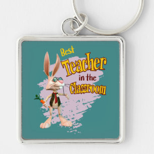 Funny Rabbit Best Teacher in the Classroom Key Ring
