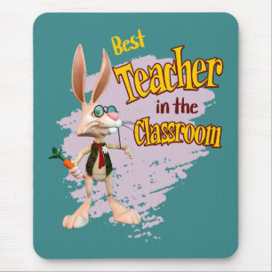 Funny Rabbit Best Teacher in the Classroom Mouse Pad