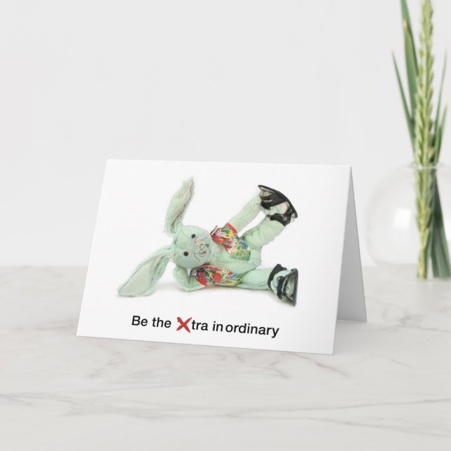 Funny Rabbit Birthday Card. Be eXtraordinary Card (Front)
