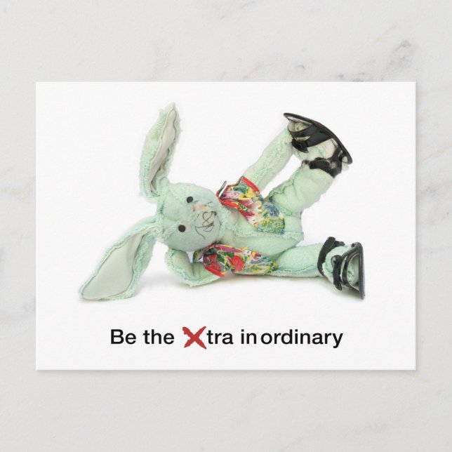 Funny Rabbit Birthday Card. Be eXtraordinary Postcard (Front)