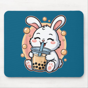Funny Rabbit Boba Tea Bubble Tea Mouse Pad