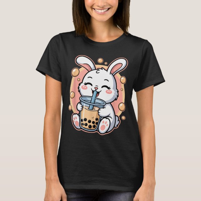 Funny Rabbit Boba Tea Bubble Tea T-Shirt (Front)
