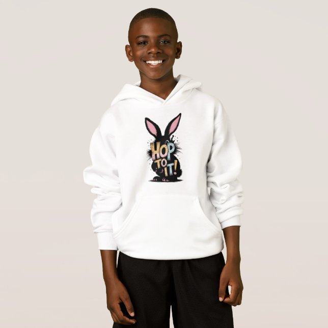 Funny Rabbit Boys’ Hoodie (Front Full)
