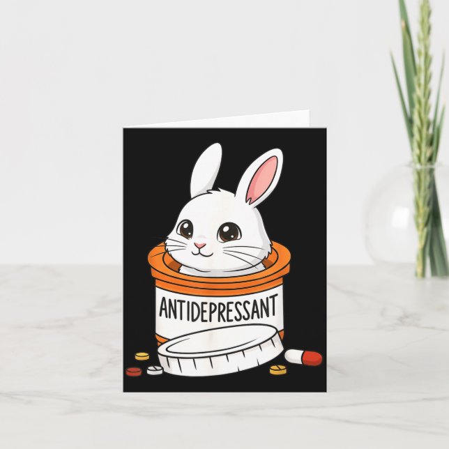 Funny Rabbit Bunny Anti Depressant Zoo Boys Girls  Card (Front)