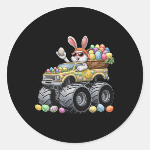 Funny Rabbit Bunny Monster Truck Eggs Kids Easter Classic Round Sticker