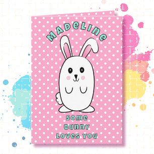 Funny Rabbit Cartoon Some Bunny Loves You Birthday Card