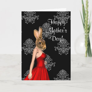 Funny rabbit character mothers day card