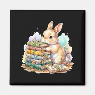 Funny rabbit cottagecore fairycore librarian magnet