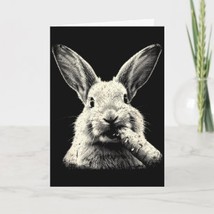 Funny rabbit face graphic cute vintage bunny eatin card