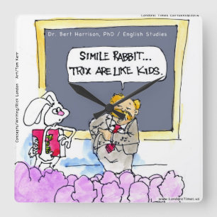 Funny Rabbit Grammar Police Wall Clock