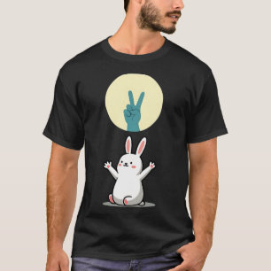 Funny Rabbit hand shadow puppets humor pop art T-Shirt