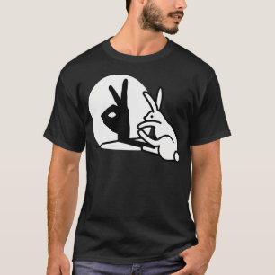 Funny Rabbit Hand Shadow Puppets Humour Pop Art T-Shirt