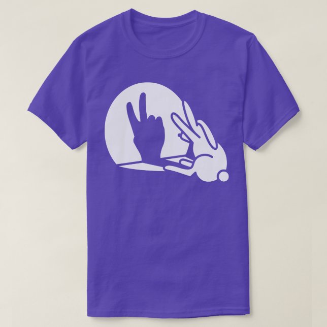 Funny rabbit hare shadow hand victory peace V sign T-Shirt (Design Front)