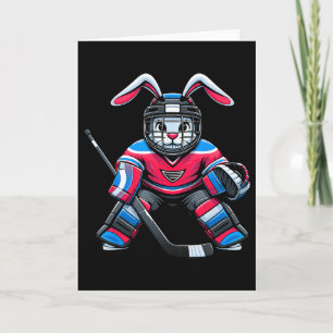 Funny Rabbit Hockey Bunny Easter Men Boy Kid Youth Card