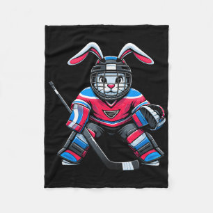 Funny Rabbit Hockey Bunny Easter Men Boy Kid Youth Fleece Blanket