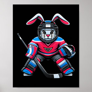 Funny Rabbit Hockey Bunny Easter Men Boy Kid Youth Poster