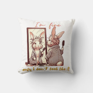 Funny rabbit in front of the mirror – Funny design Cushion