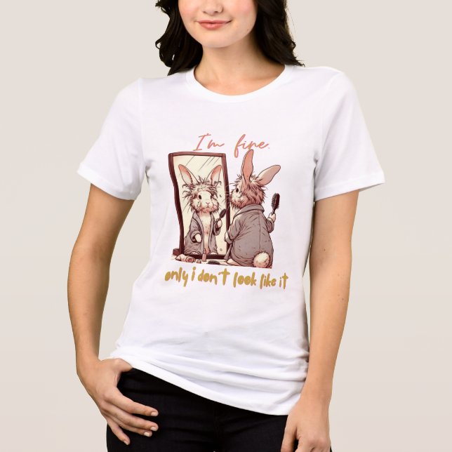 Funny rabbit in front of the mirror – Funny design Tri-Blend Shirt (Front)
