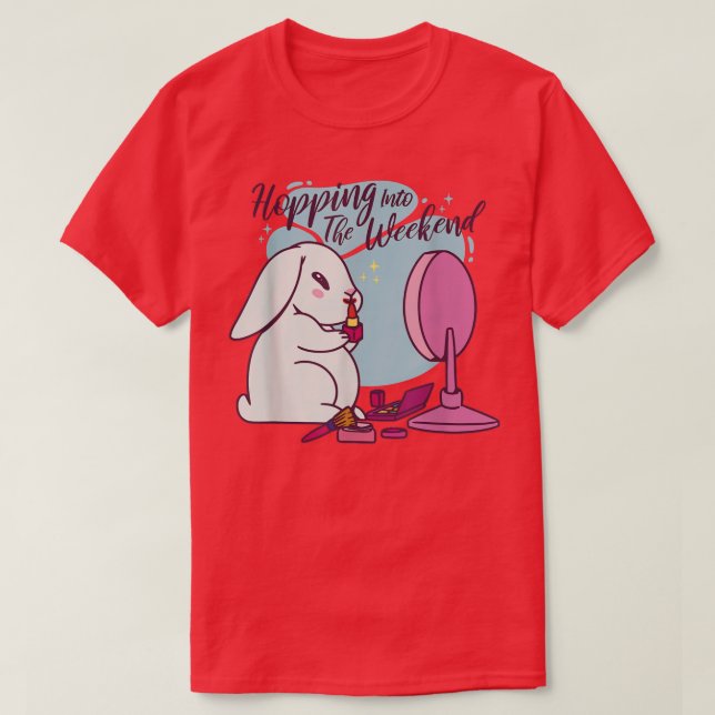 Funny Rabbit Makeup Mirror Bunny  T-Shirt (Design Front)