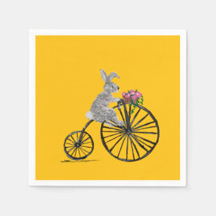 Funny Rabbit on a Bike Napkin