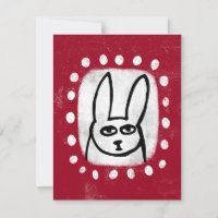 Funny Rabbit On Red Greeting Card