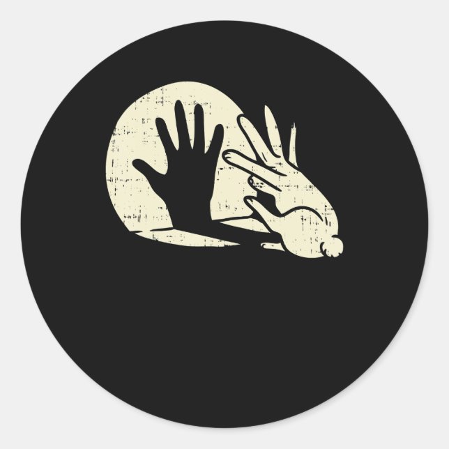 Funny Rabbit Shadow Play Pun Bunny Lover Classic Round Sticker (Front)
