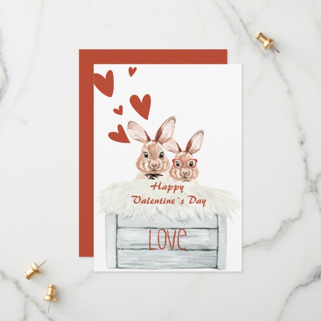 Funny Rabbit Vallentine Card Love (Front/Back In Situ)