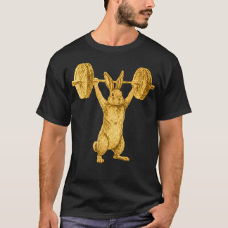 Funny Rabbit Weightlifting Illustration Bunny T-Shirt