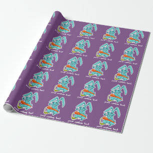 funny rabbit with carrot sweet cartoon wrapping paper