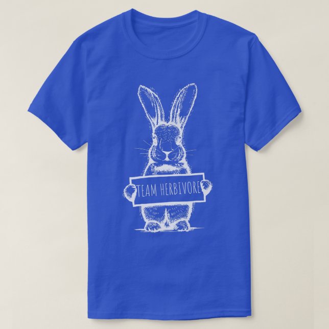 Funny Rabbit with Team Herbivore Vegetarian Vegan  T-Shirt (Design Front)