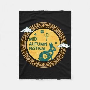 Funny Rabbits Mooncake Chinese New Year Mid Autumn Fleece Blanket