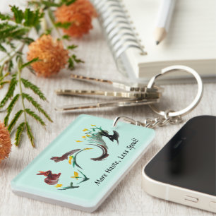 Funny Rabbits, More Haste Less Speed Key Ring