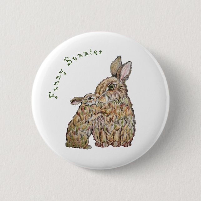 Funny rabbits. Pencil drawing 6 Cm Round Badge (Front)