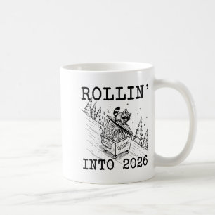Funny Raccoon 2026 Snarky New Year, Rollin' 2025 I Coffee Mug