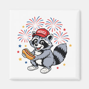 Funny Raccoon 4th Of July Patriotic Cute Red White Magnet