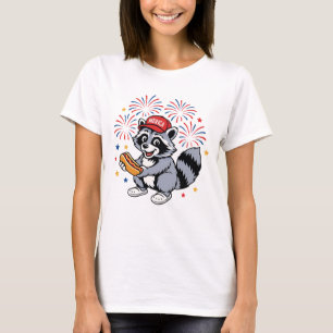 Funny Raccoon 4th Of July Patriotic Cute Red White T-Shirt