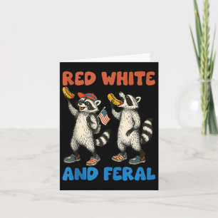 Funny Raccoon 4th Of July Us Flag Patriotic Red Wh Card