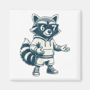 Funny Raccoon 67 Meme Six Seven Magnet