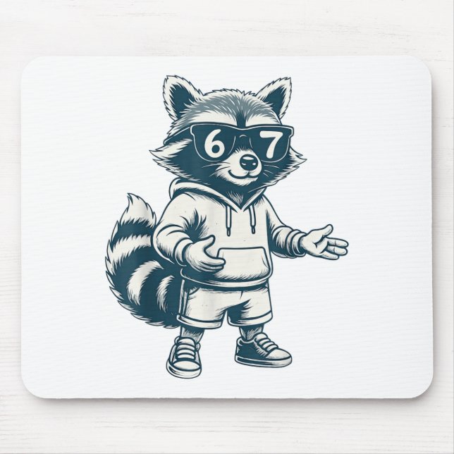 Funny Raccoon 67 Meme Six Seven  Mouse Pad (Front)