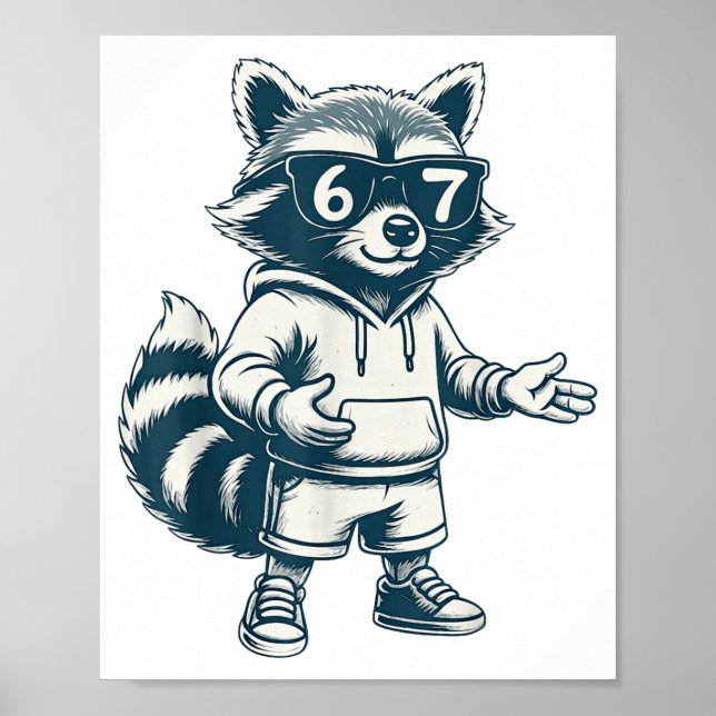 Funny Raccoon 67 Meme Six Seven  Poster (Front)