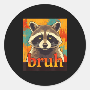 Funny Raccoon Bruh Meme Teens Boys Girls Men Graph Classic Round Sticker