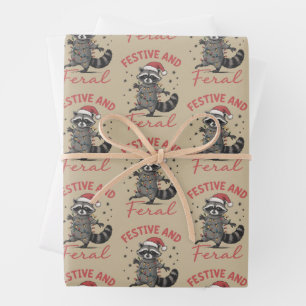 Funny Raccoon Christmas Feral Meme Xmas  Wrapping Paper Sheet