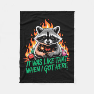 Funny Raccoon Christmas Trash Panda Xmas  Fleece Blanket