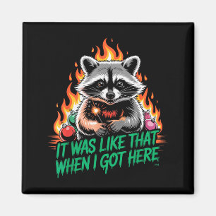 Funny Raccoon Christmas Trash Panda Xmas Magnet