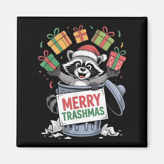 Funny Raccoon Christmas Trash Panda Xmas Merry Tra Magnet (Front)