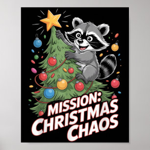 Funny Raccoon Christmas Trash Panda Xmas Poster