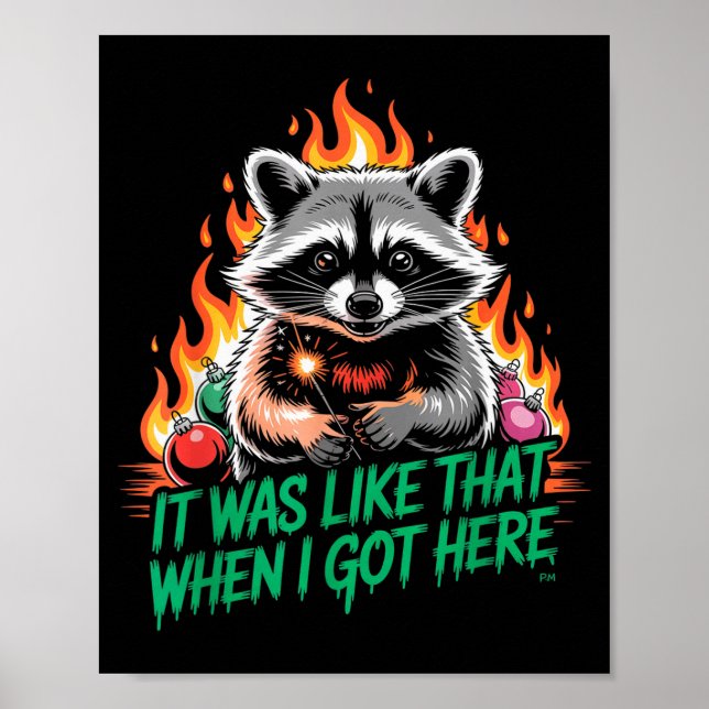 Funny Raccoon Christmas Trash Panda Xmas  Poster (Front)