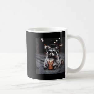 Funny raccoon drinking iced coffee animal meme men mug
