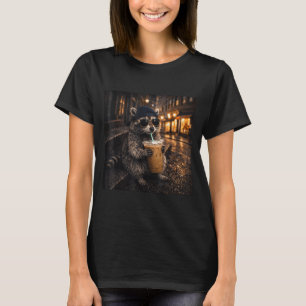 Funny raccoon drinking iced coffee cool animal mem T-Shirt